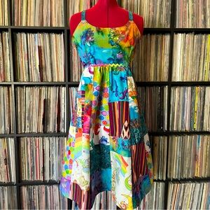 hippie patchwork apron top 🌈⭕️🌻 pocket rainbow handmade phish shakedown dress